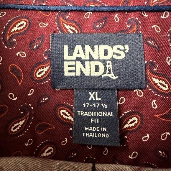 Lands' End shirt men XL Long Sleeve Button Traditional Fit No Iron Twill Paisley - Picture 4 of 6